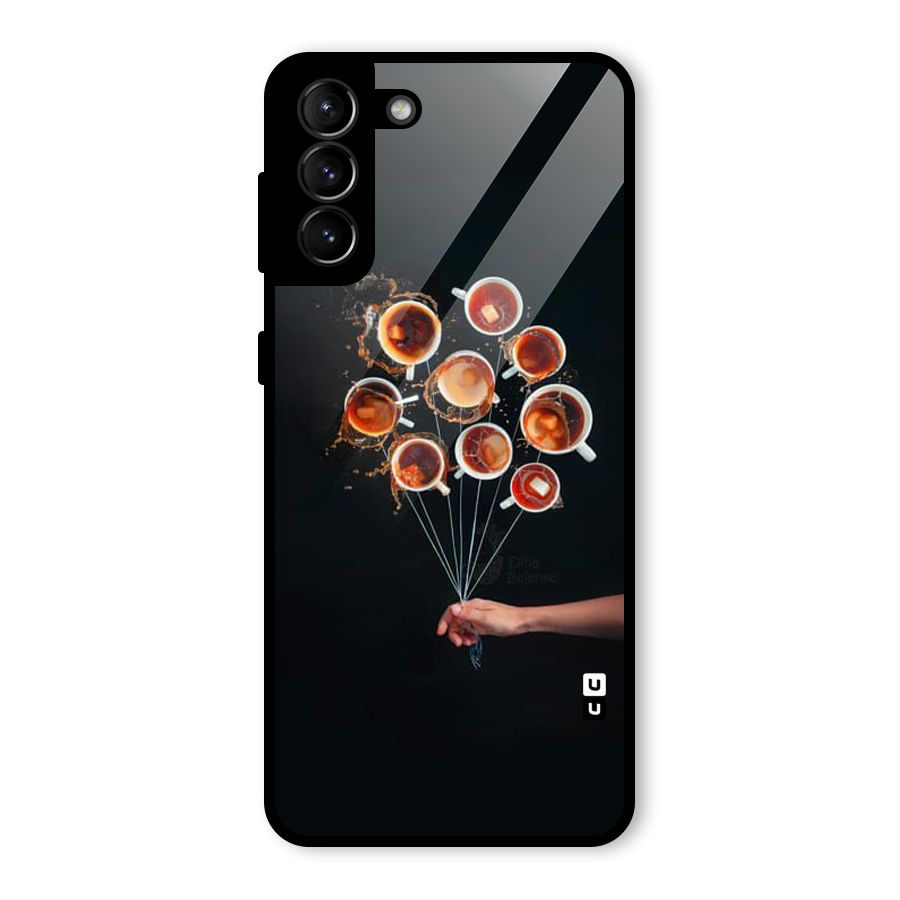 Coffee Balloon Glass Back Case for Galaxy S21 Plus