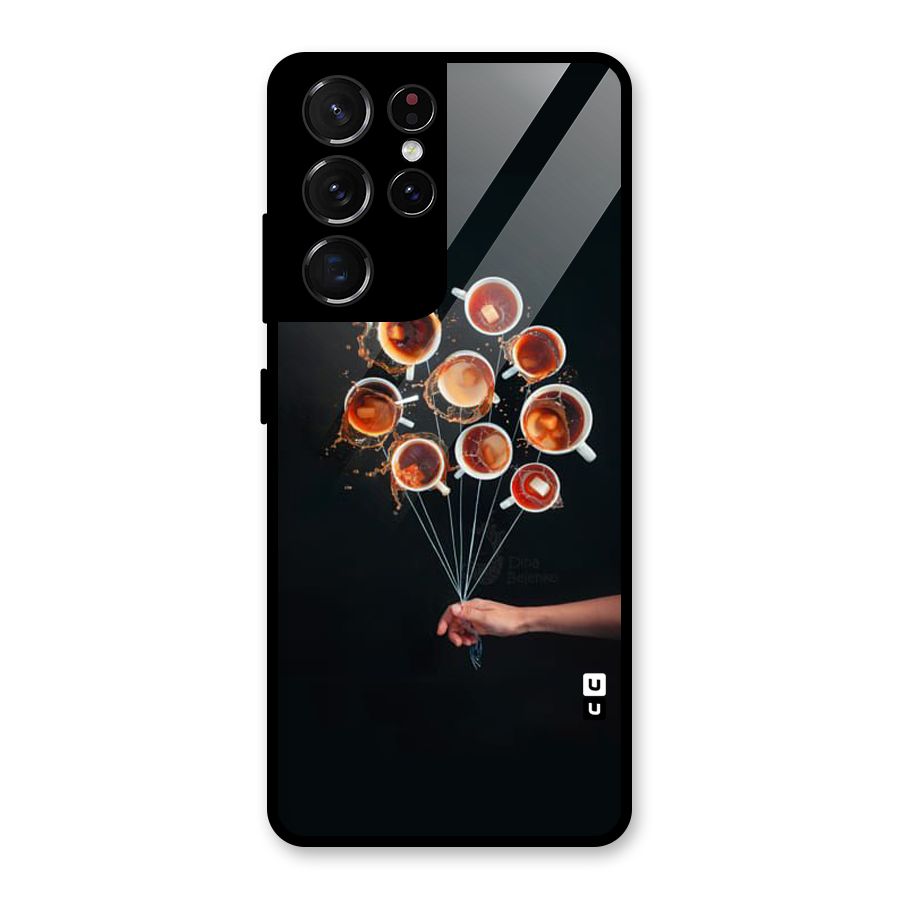 Coffee Balloon Glass Back Case for Galaxy S21 Ultra 5G