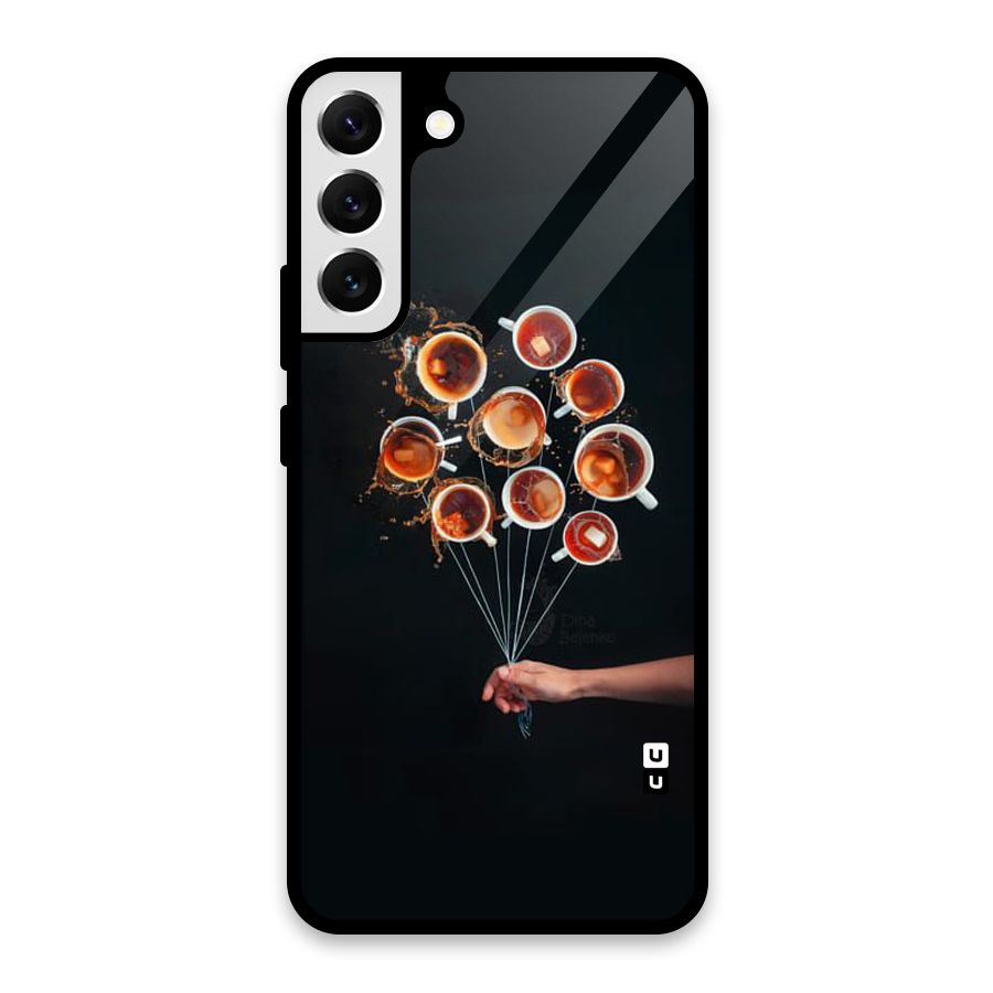 Coffee Balloon Glass Back Case for Galaxy S22 Plus 5G