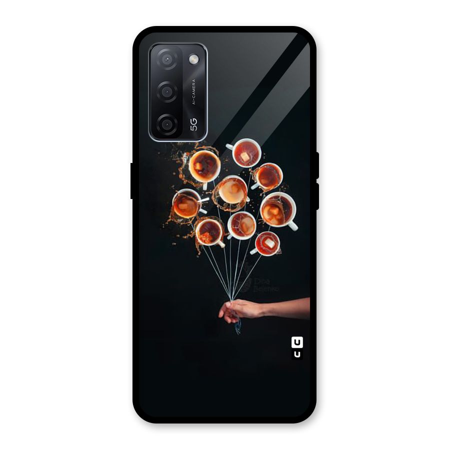 Coffee Balloon Glass Back Case for Oppo A53s 5G
