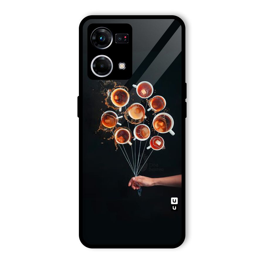 Coffee Balloon Glass Back Case for Oppo F21s Pro 4G