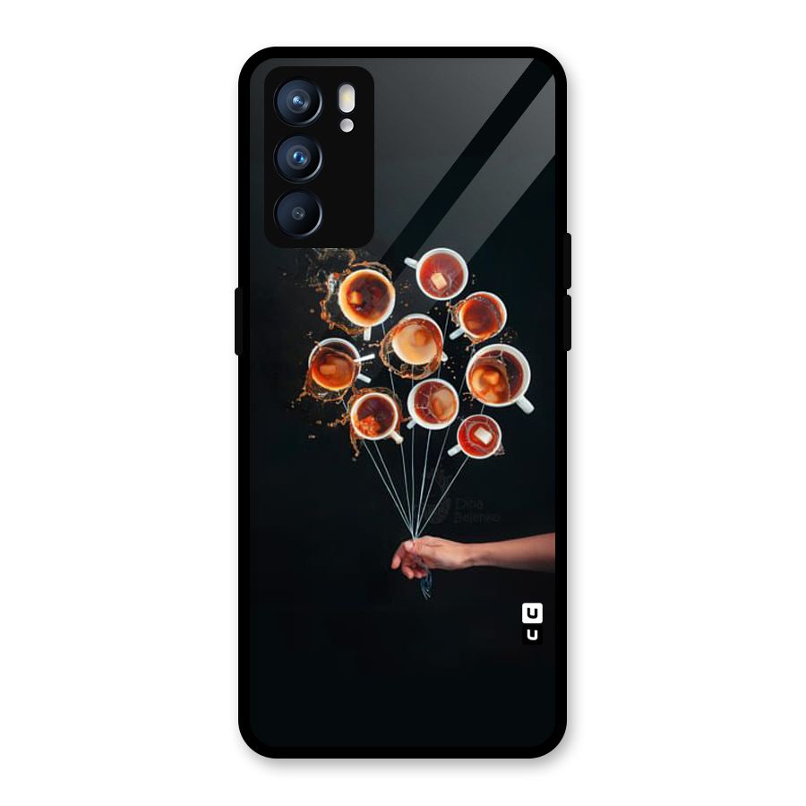 Coffee Balloon Glass Back Case for Oppo Reno6 5G