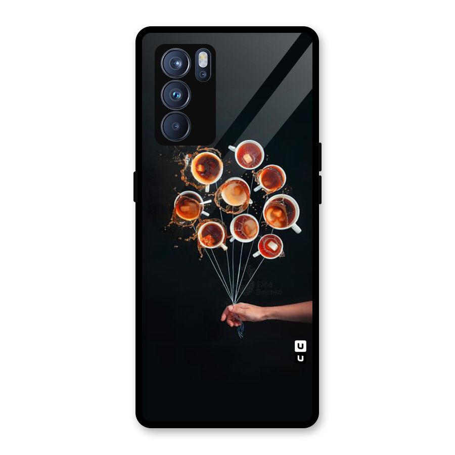 Coffee Balloon Glass Back Case for Oppo Reno6 Pro 5G