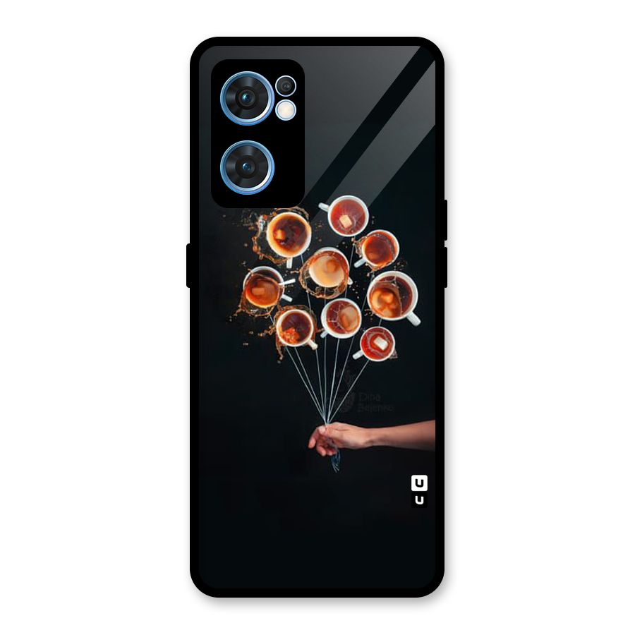 Coffee Balloon Glass Back Case for Oppo Reno7 5G