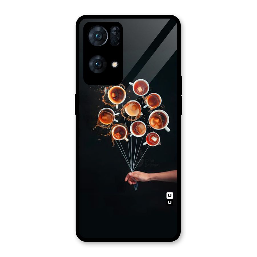 Coffee Balloon Glass Back Case for Oppo Reno7 Pro 5G