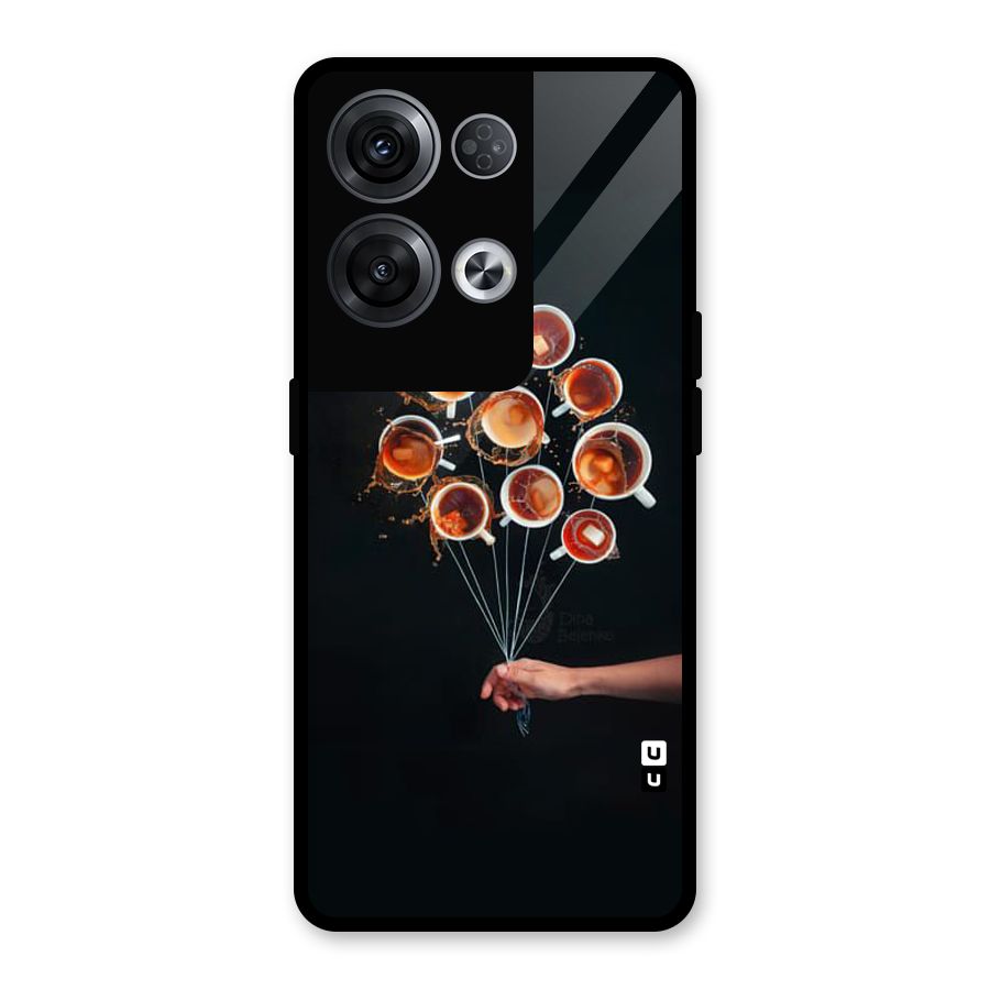 Coffee Balloon Glass Back Case for Oppo Reno8 Pro 5G