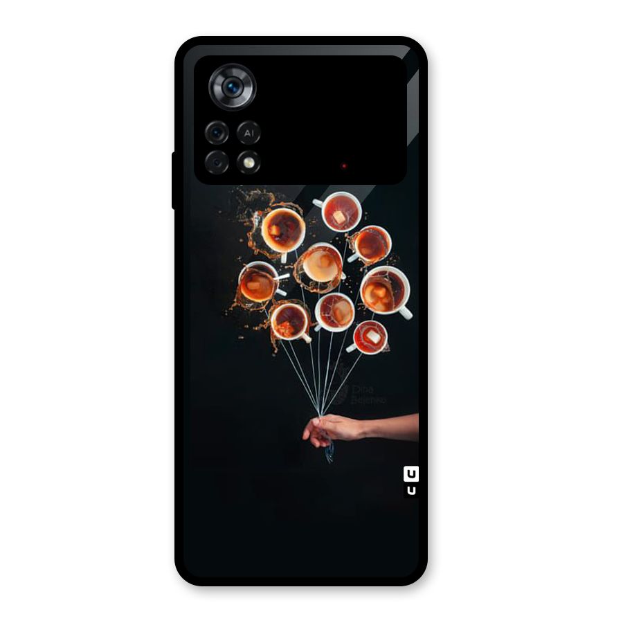 Coffee Balloon Glass Back Case for Poco X4 Pro 5G
