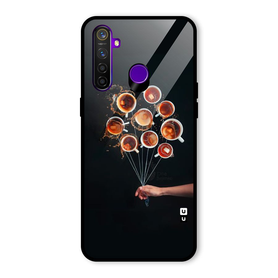 Coffee Balloon Glass Back Case for Realme 5 Pro