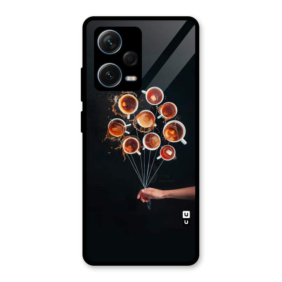 Coffee Balloon Glass Back Case for Redmi Note 12 Pro Plus 5G