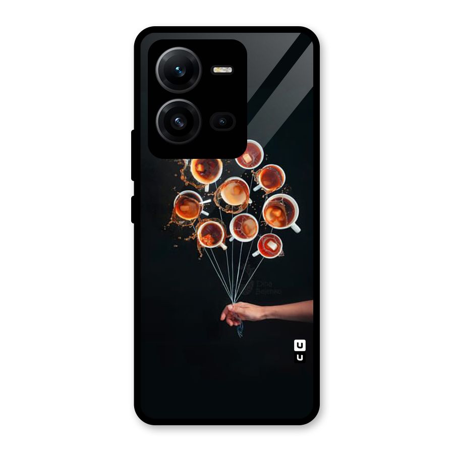 Coffee Balloon Glass Back Case for Vivo V25