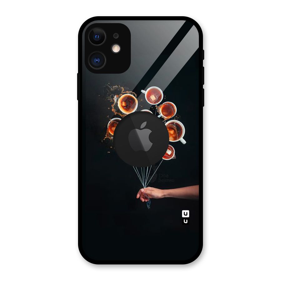 Coffee Balloon Glass Back Case for iPhone 11 Logo Cut