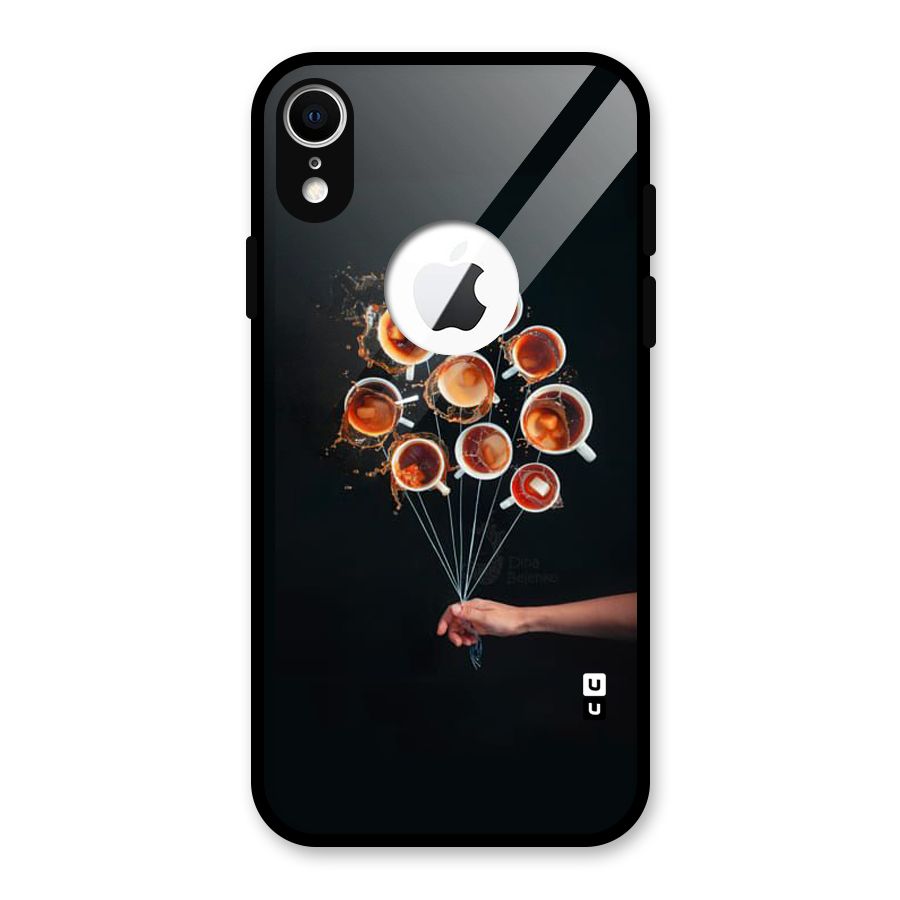 Coffee Balloon Glass Back Case for iPhone XR Logo Cut