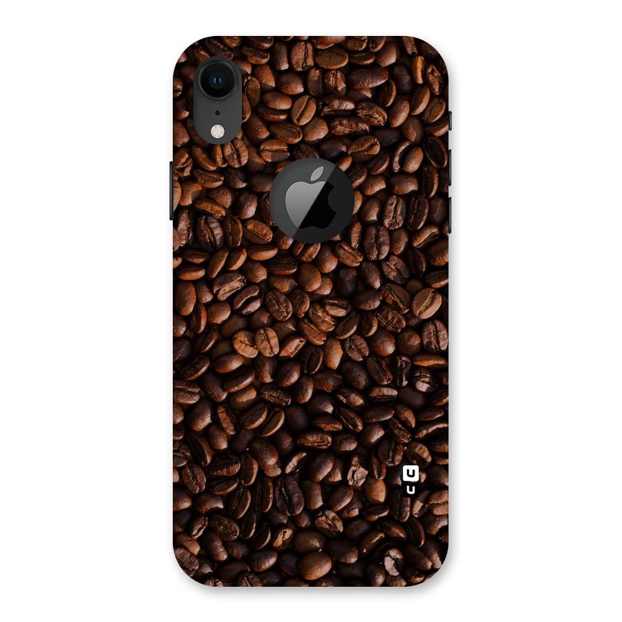 Coffee Beans Scattered Back Case for iPhone XR Logo Cut