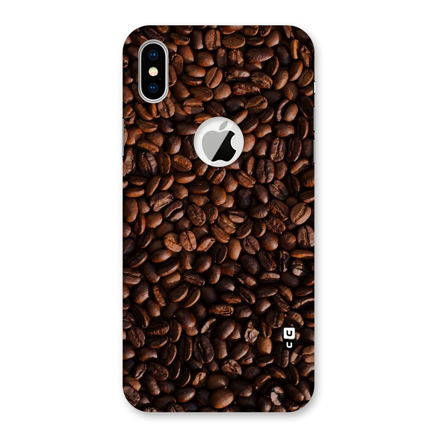 Coffee Beans Scattered Back Case for iPhone XS Logo Cut
