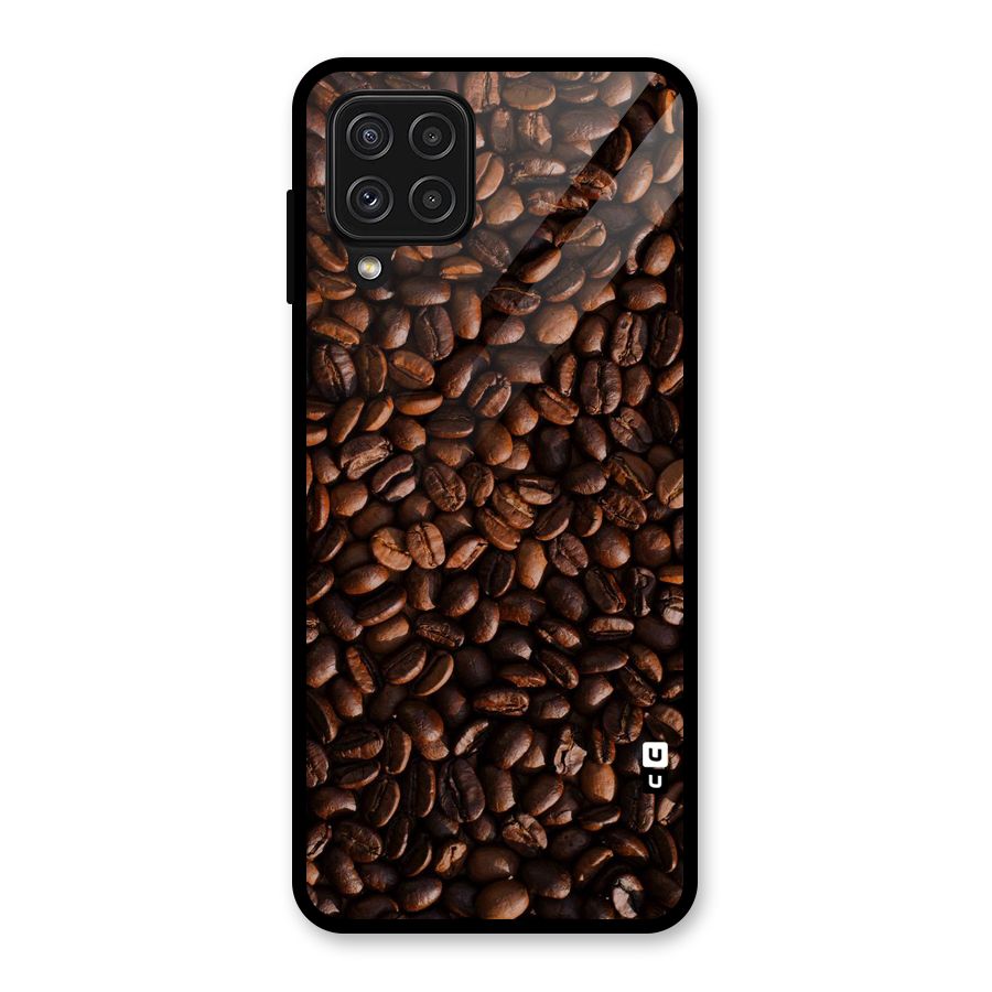 Coffee Beans Scattered Glass Back Case for Galaxy A22 4G