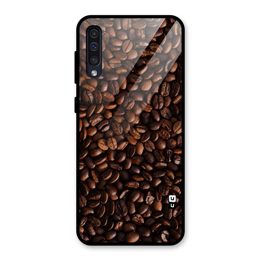 Coffee Beans Scattered Glass Back Case for Galaxy A50
