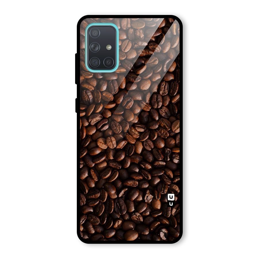 Coffee Beans Scattered Glass Back Case for Galaxy A71