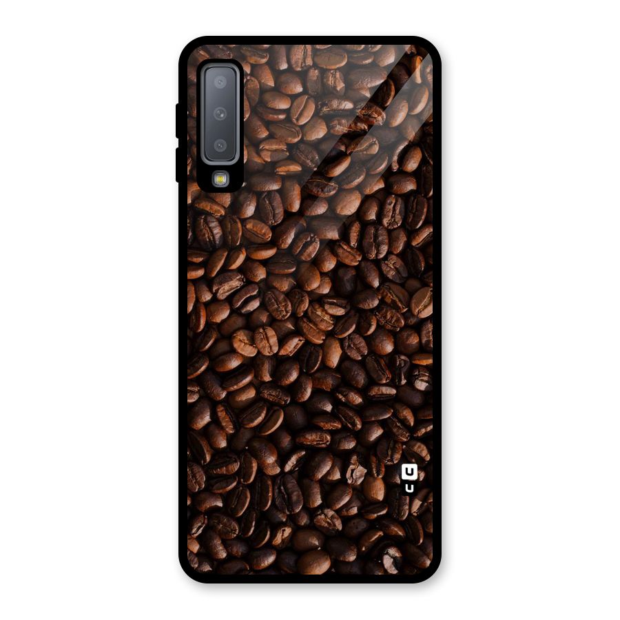 Coffee Beans Scattered Glass Back Case for Galaxy A7 (2018)