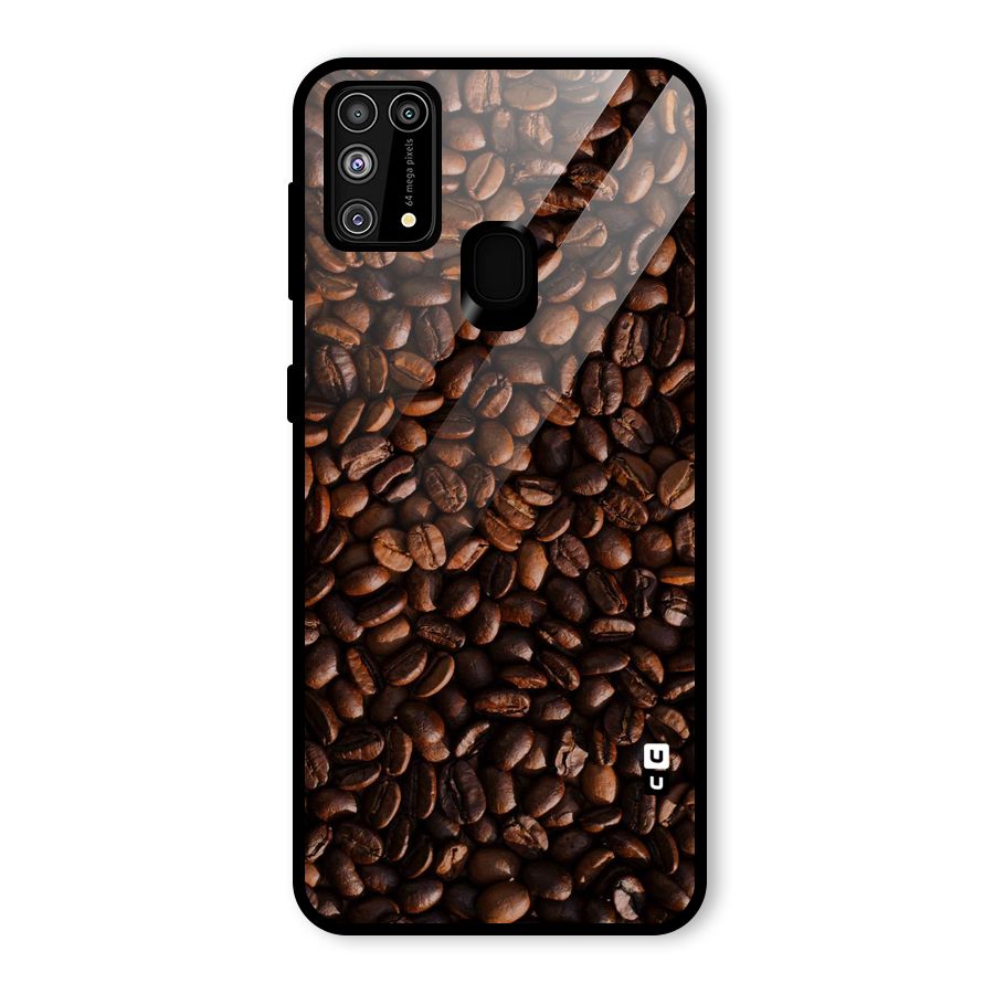 Coffee Beans Scattered Glass Back Case for Galaxy F41