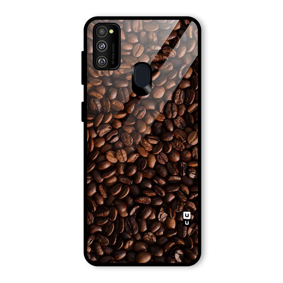 Coffee Beans Scattered Glass Back Case for Galaxy M30s