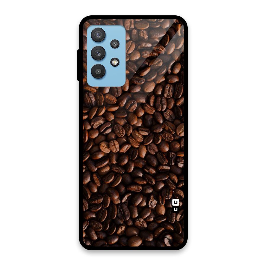 Coffee Beans Scattered Glass Back Case for Galaxy M32 5G