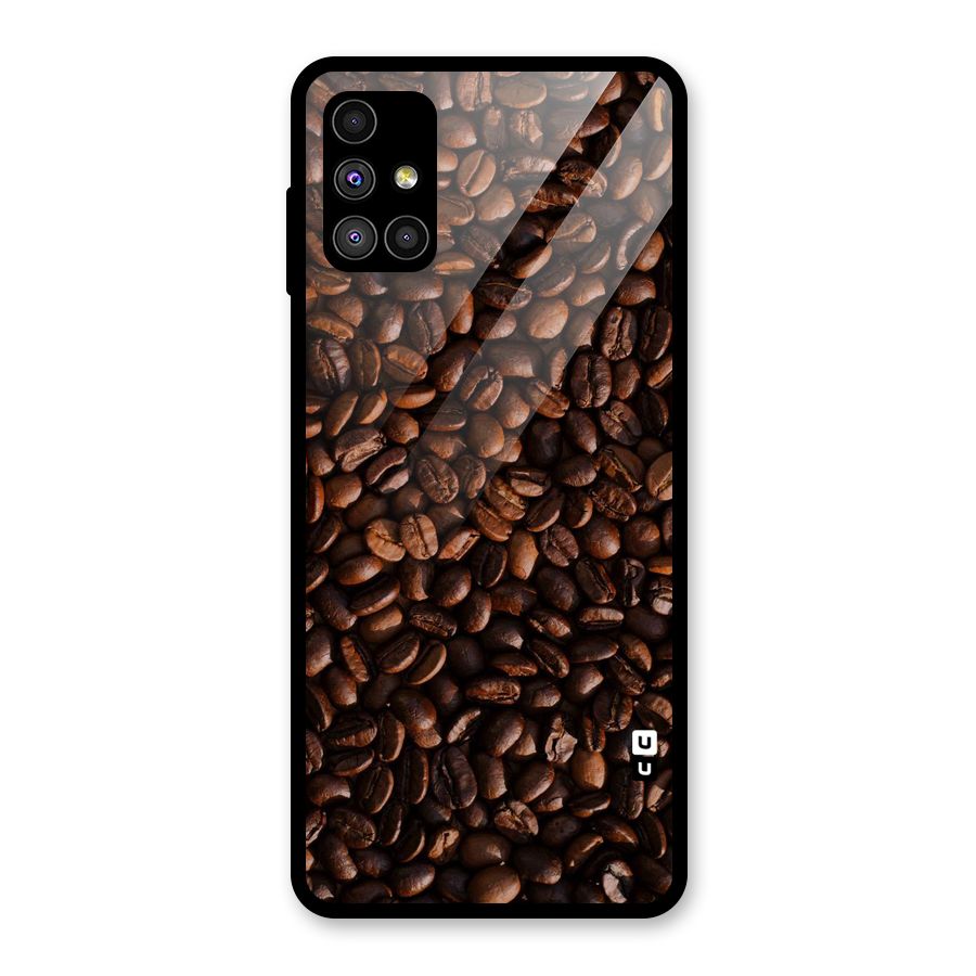 Coffee Beans Scattered Glass Back Case for Galaxy M51