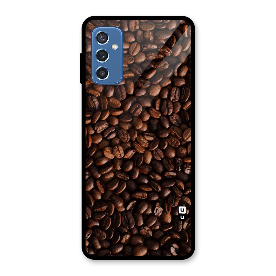 Coffee Beans Scattered Glass Back Case for Galaxy M52 5G