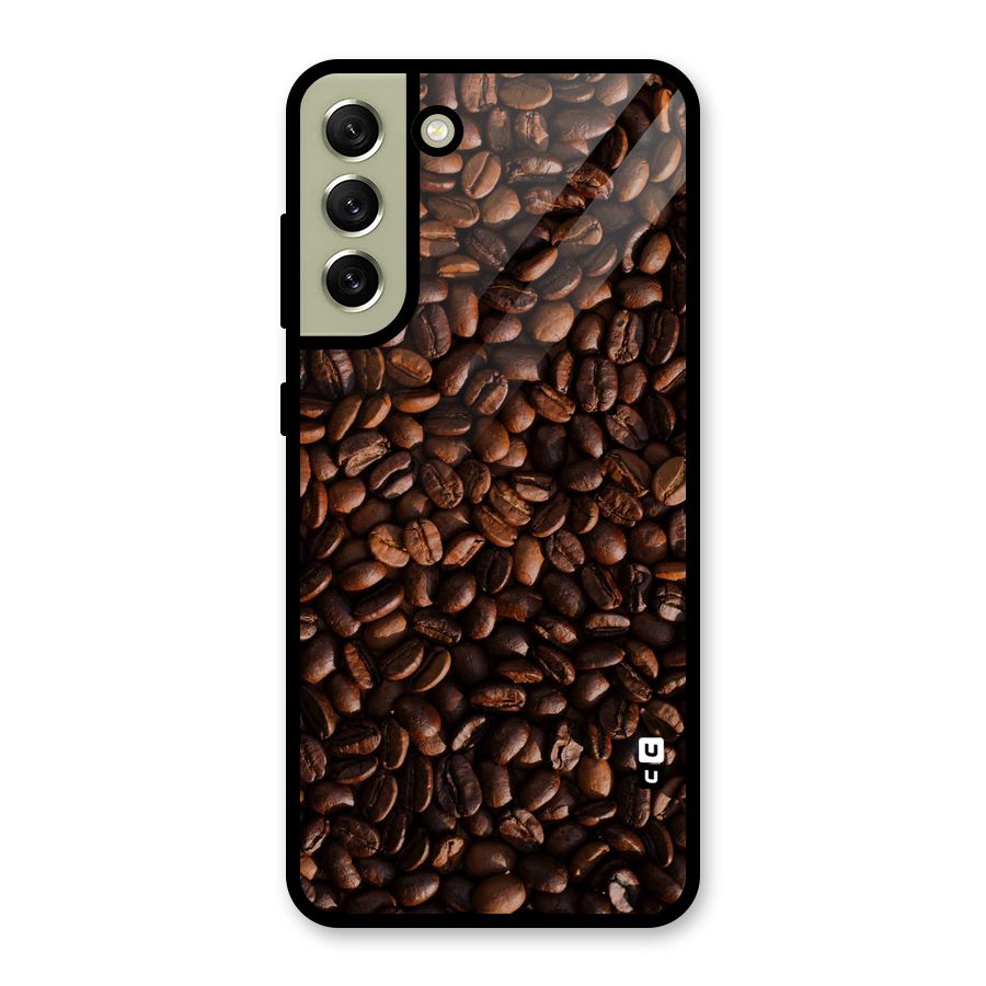 Coffee Beans Scattered Glass Back Case for Galaxy S21 FE 5G