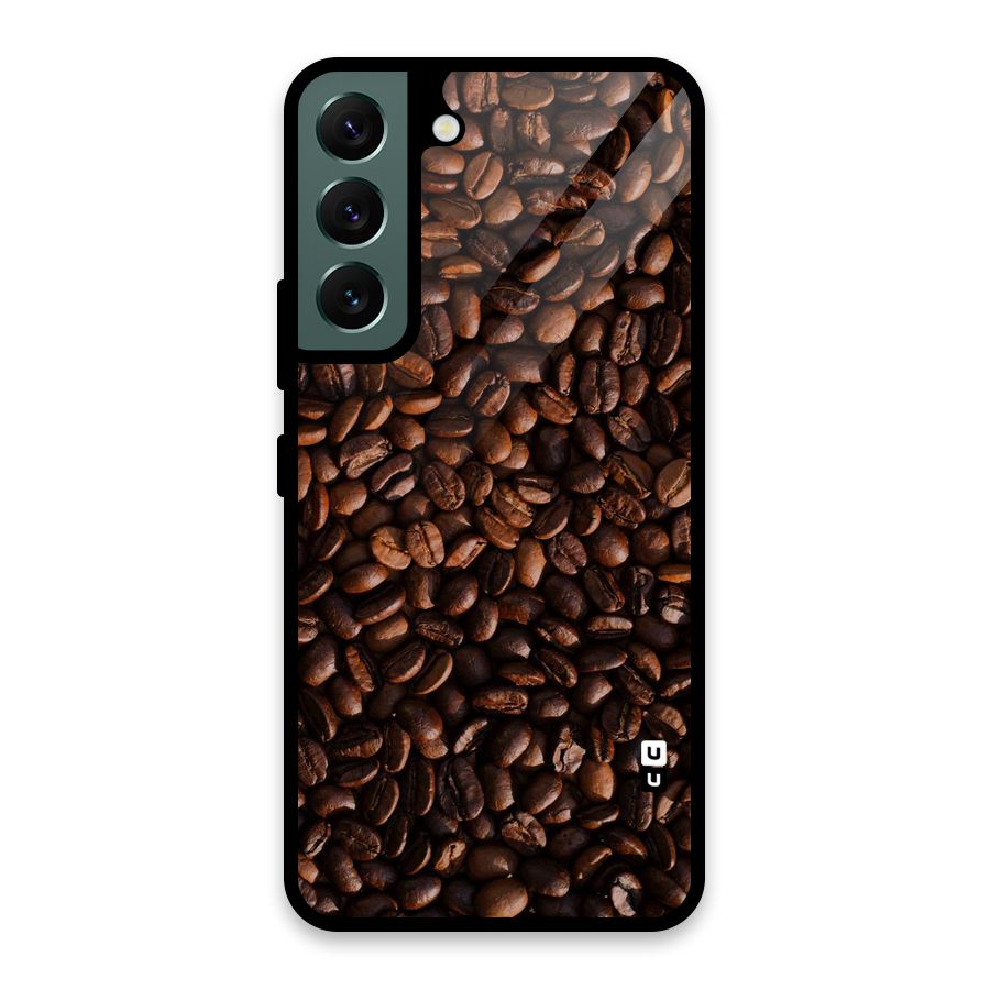 Coffee Beans Scattered Glass Back Case for Galaxy S22 5G