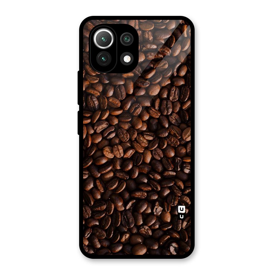Coffee Beans Scattered Glass Back Case for Mi 11 Lite NE 5G