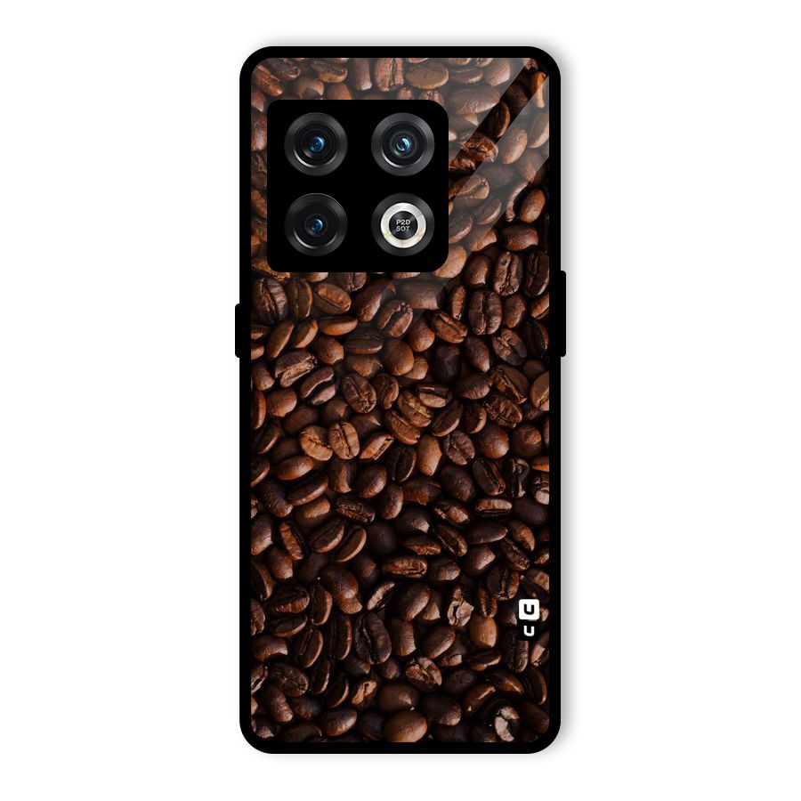 Coffee Beans Scattered Glass Back Case for OnePlus 10 Pro 5G