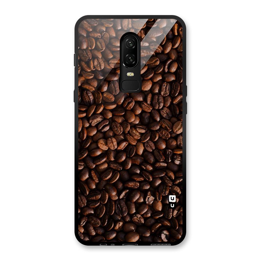 Coffee Beans Scattered Glass Back Case for OnePlus 6