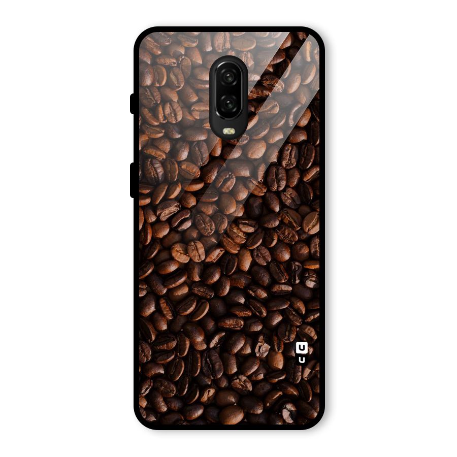Coffee Beans Scattered Glass Back Case for OnePlus 6T