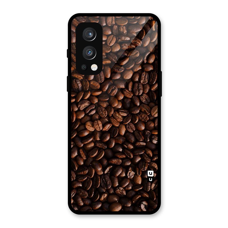 Coffee Beans Scattered Glass Back Case for OnePlus Nord 2 5G