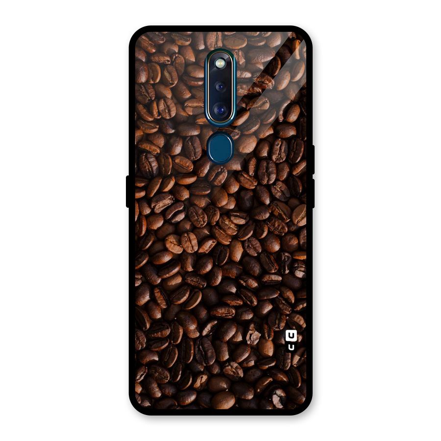 Coffee Beans Scattered Glass Back Case for Oppo F11 Pro