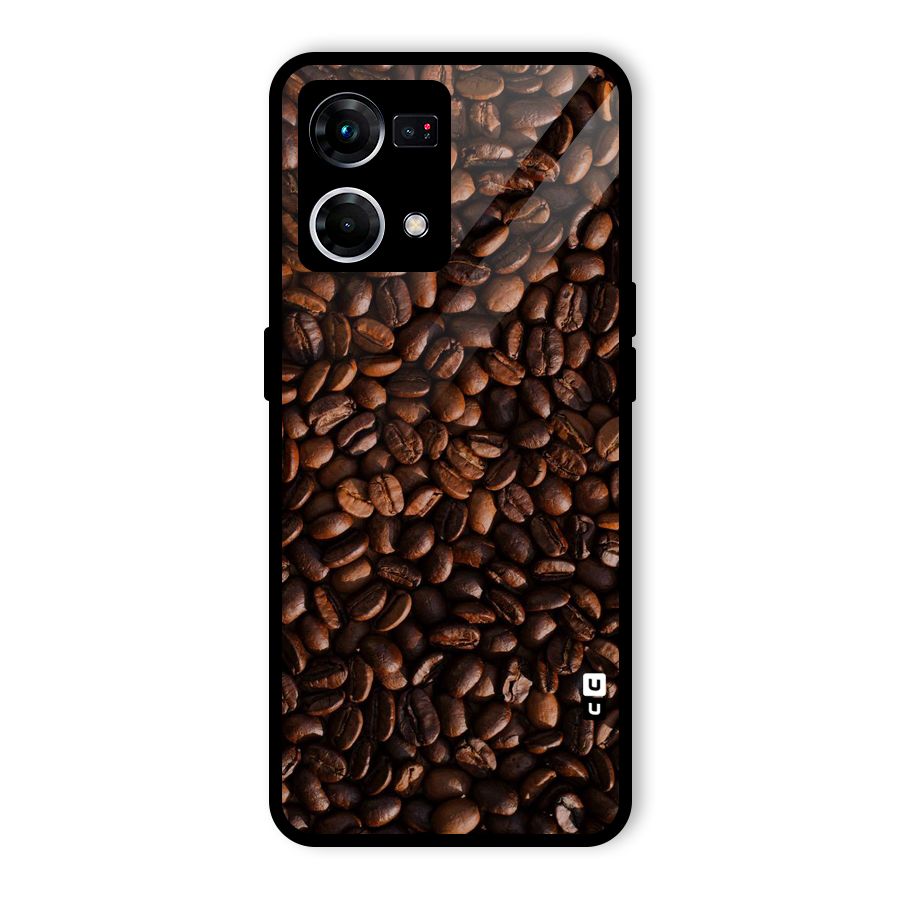 Coffee Beans Scattered Glass Back Case for Oppo F21s Pro 4G