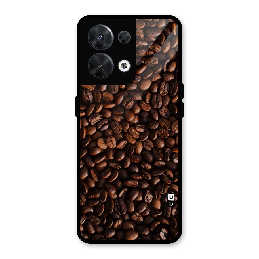 Coffee Beans Scattered Glass Back Case for Oppo Reno8 5G