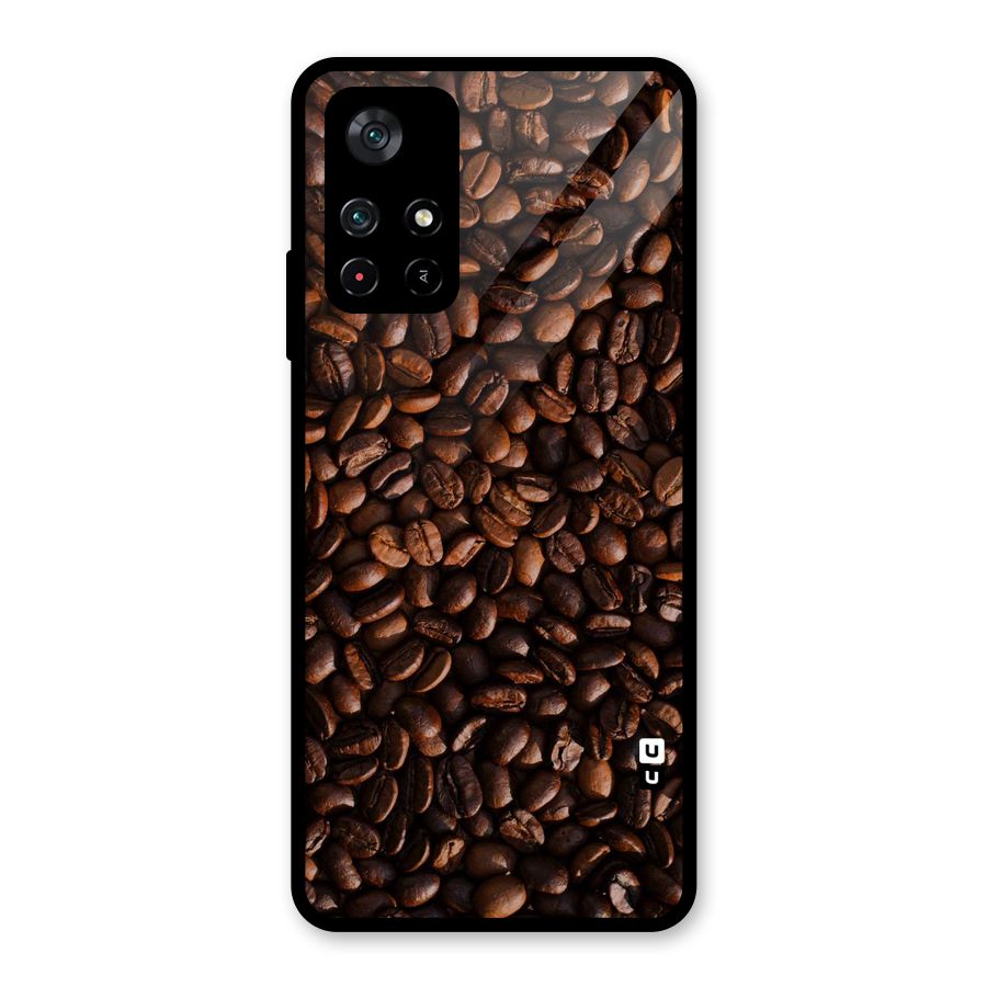 Coffee Beans Scattered Glass Back Case for Poco M4 Pro 5G
