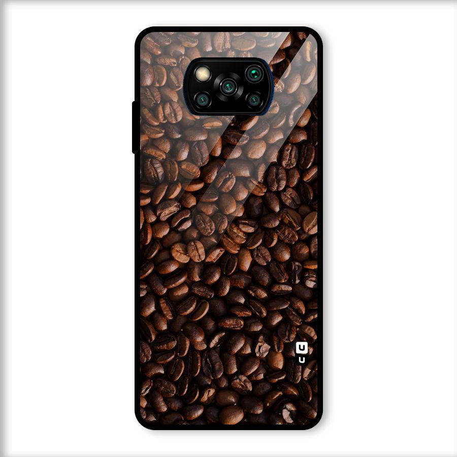 Coffee Beans Scattered Glass Back Case for Poco X3