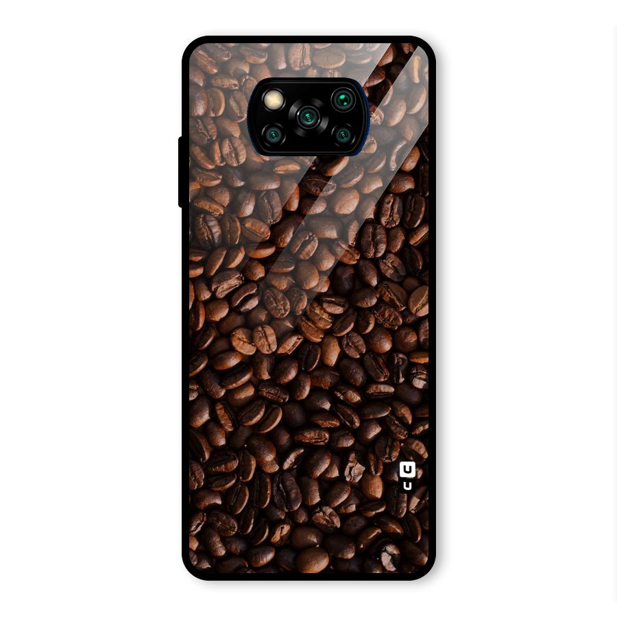 Coffee Beans Scattered Glass Back Case for Poco X3 Pro