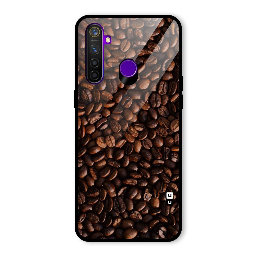 Coffee Beans Scattered Glass Back Case for Realme 5 Pro