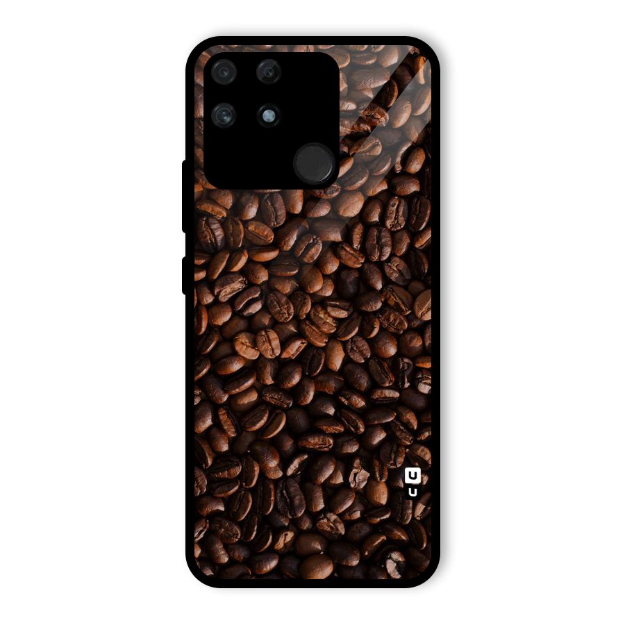 Coffee Beans Scattered Glass Back Case for Realme Narzo 50A