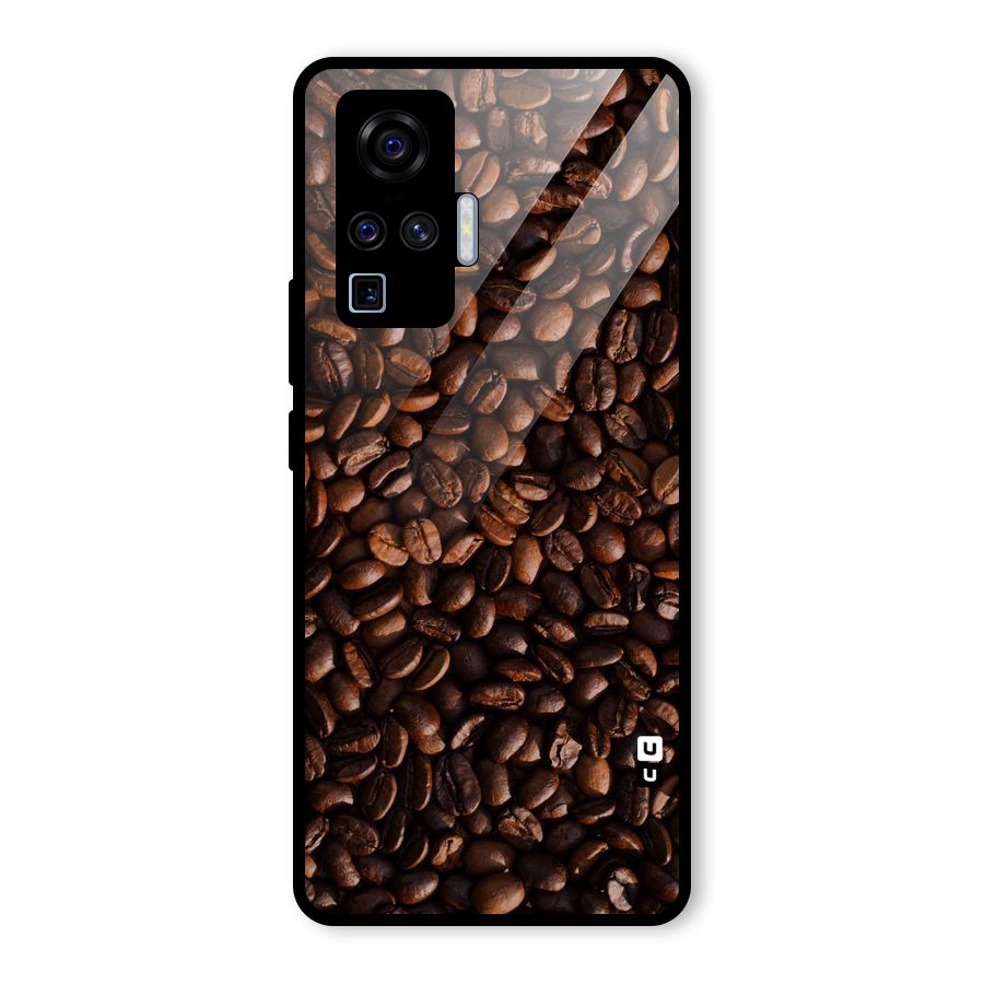 Coffee Beans Scattered Glass Back Case for Vivo X50 Pro