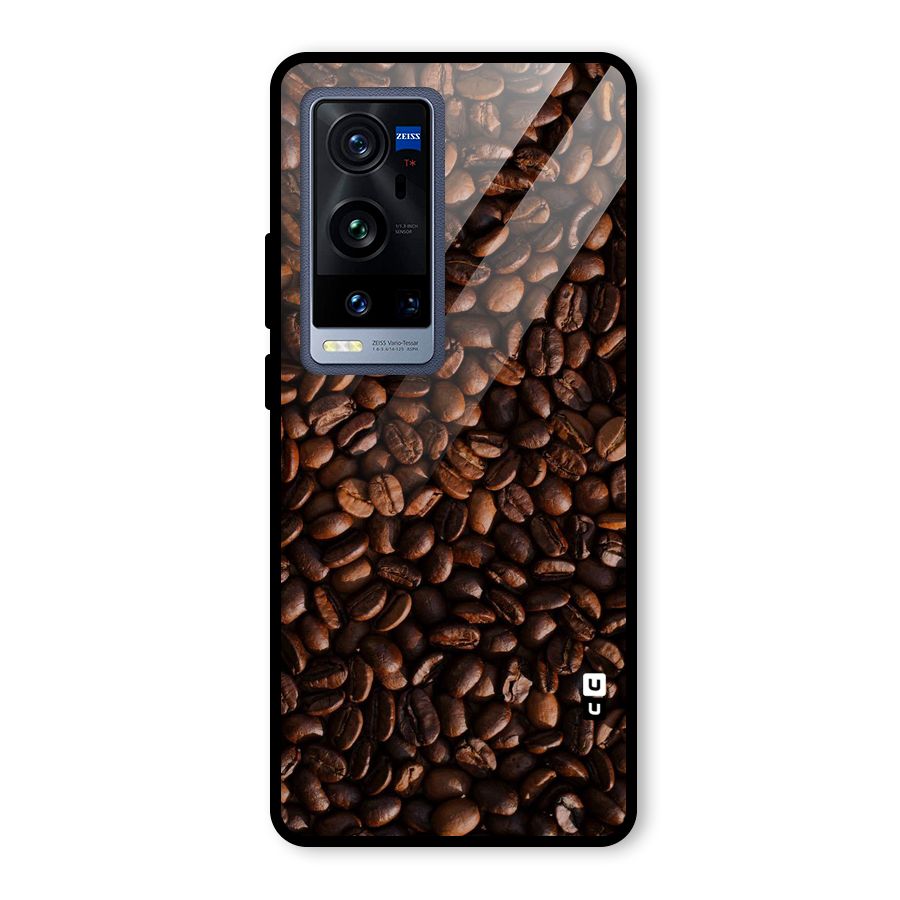 Coffee Beans Scattered Glass Back Case for Vivo X60 Pro Plus