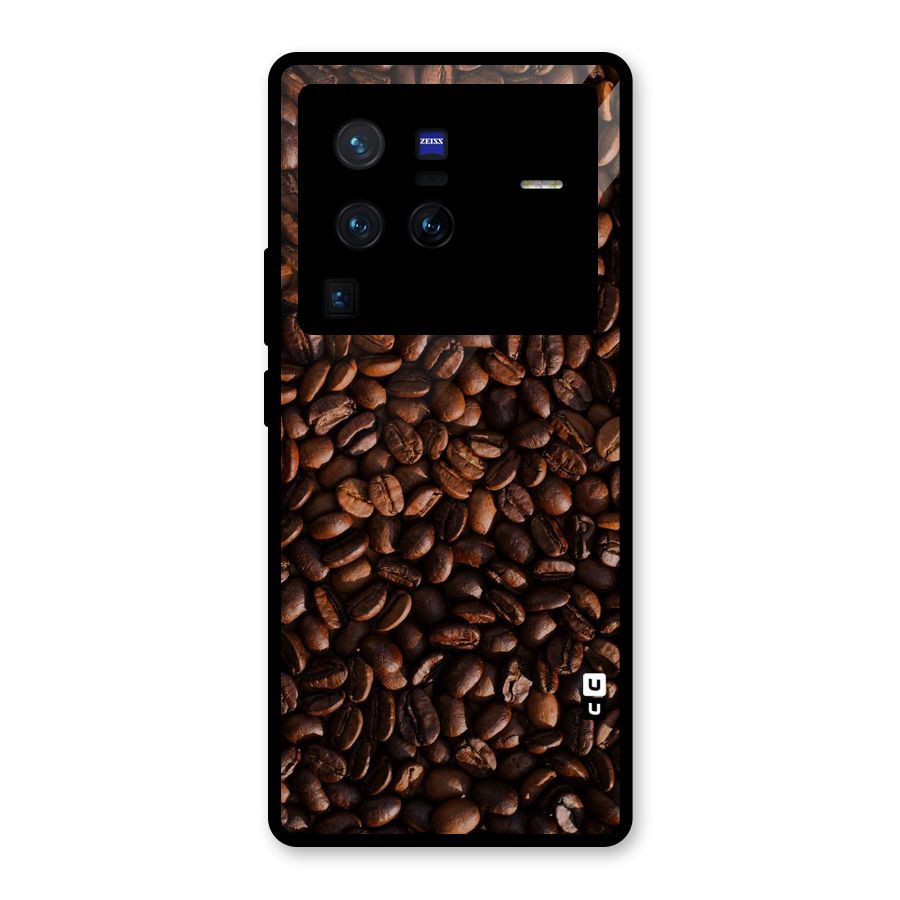 Coffee Beans Scattered Glass Back Case for Vivo X80 Pro