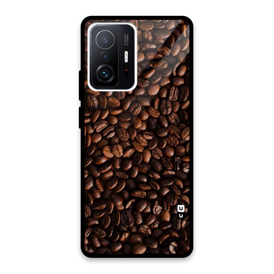 Coffee Beans Scattered Glass Back Case for Xiaomi 11T Pro