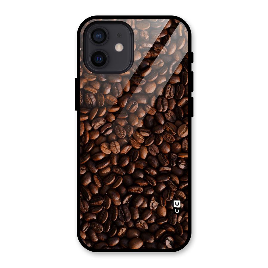 Coffee Beans Scattered Glass Back Case for iPhone 12