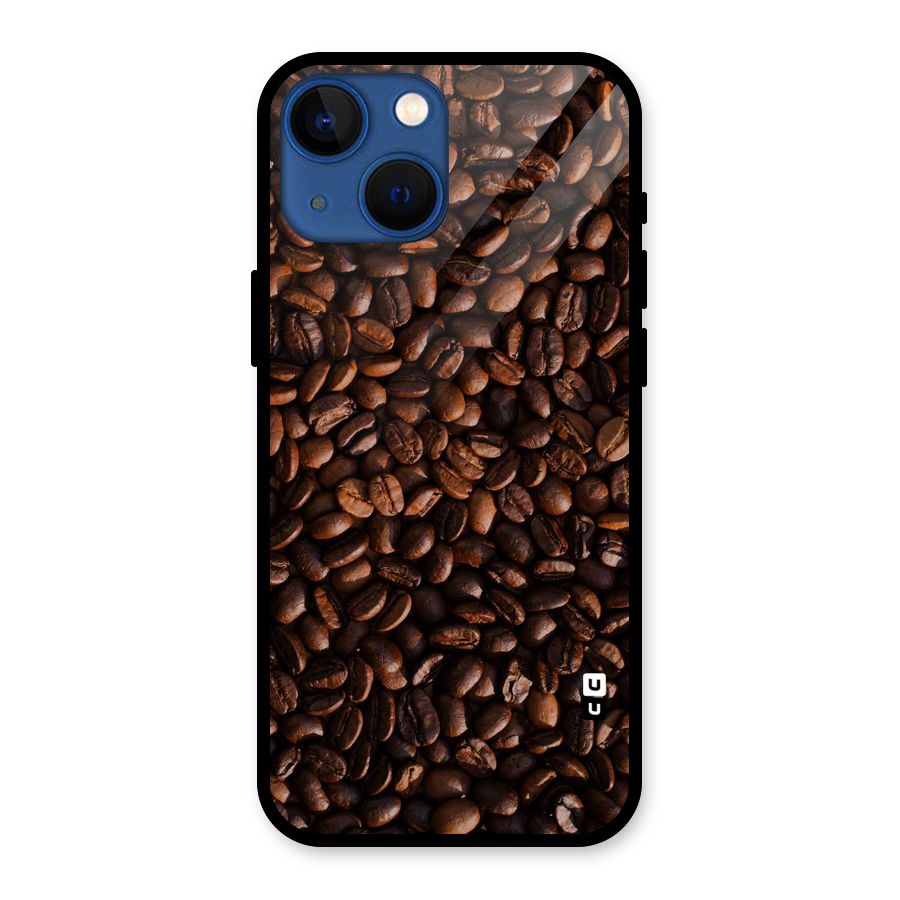 Coffee Beans Scattered Glass Back Case for iPhone 13 Mini