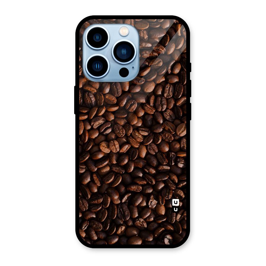 Coffee Beans Scattered Glass Back Case for iPhone 13 Pro