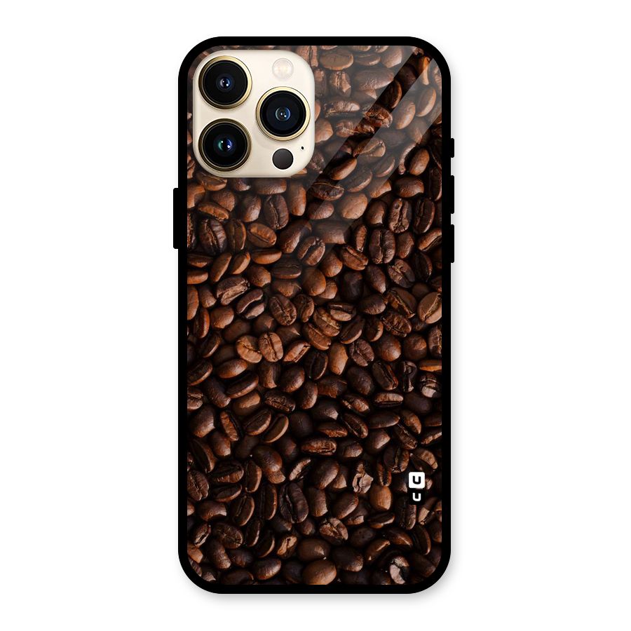 Coffee Beans Scattered Glass Back Case for iPhone 13 Pro Max